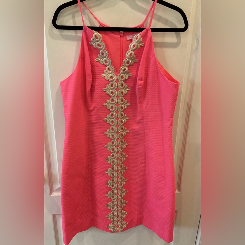 NWT—LILLY PULITZER DRESS—Sz 14, Pink w/ Gold Accents—NEVER WORN & So Gorgeous!!